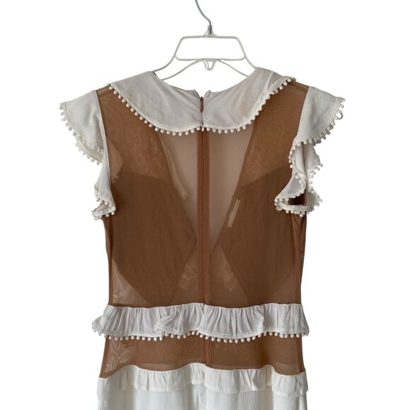 For Love and Lemons Laney Lou Sheer Nude Panel White Mini Dress size small - Picture 6 of 10